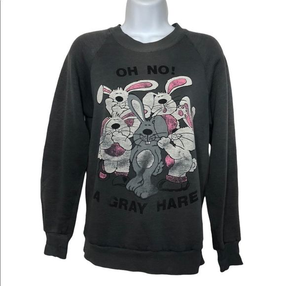 Jerzees Tops - Vintage 1986 Jane Colby "Oh No! A Grey Hare"  Crewneck T-Shirt SweatshIrt Small